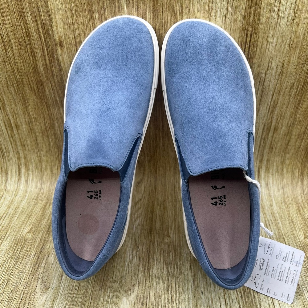 Birkenstock Oswego Slip On Sneaker Women's Size 10 Blue Suede Cork Footbed NEW - Picture 6 of 10